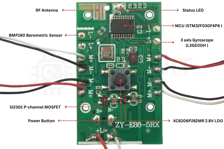 E88 Drone flight controller PCB markings 