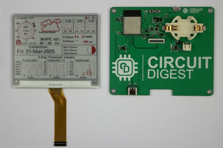 ESP32 Desktop Weather Station Display and PCB