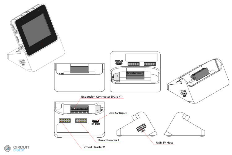 ESP32-S3-BOX-3-DOCK expansion module with Pmod headers USB-A and USB-C ports