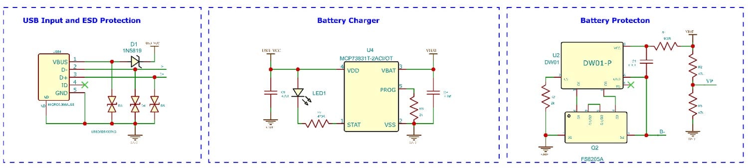 ESP32 Smart Watch Protection Circuit Diagram