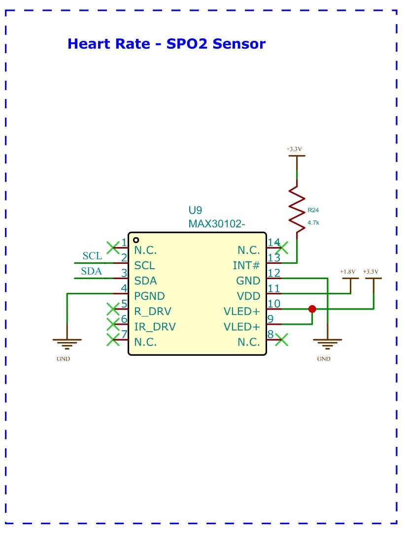 ESP32 Smart Watch heartrate sensor Circuit Diagram