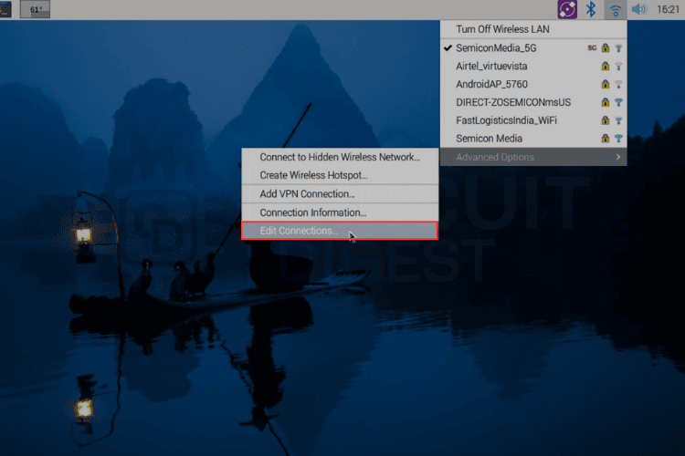Raspberry Pi GUI network manager edit connections dialog for static IP setup