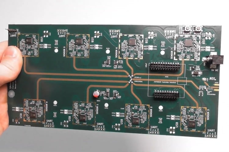 ESPARGOS WiFi sensing array showing ESP32 modules