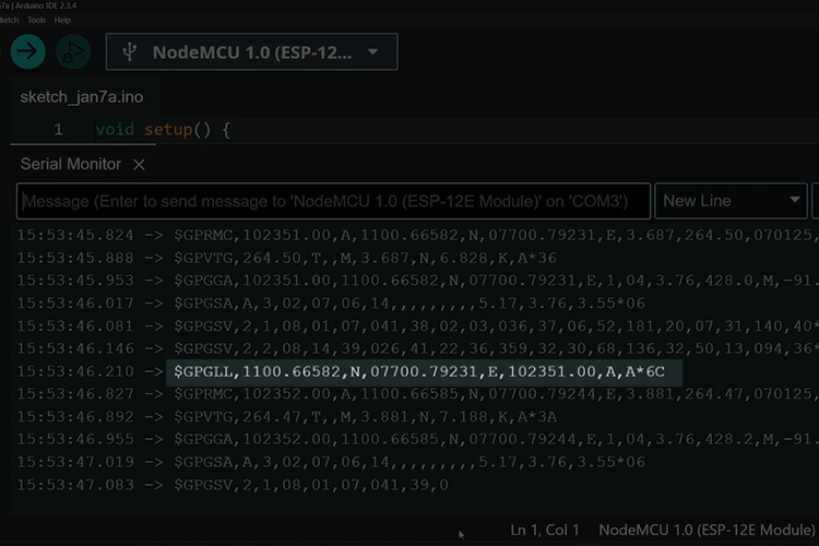 GPGLL for Location and time Data