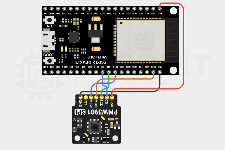 circuit diagram to connect esp32 with pmw3901