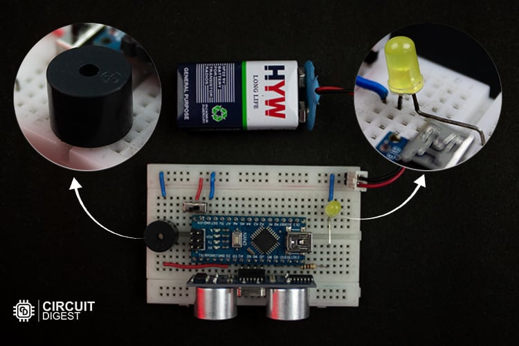 LED Buzzer Connection For Alerting the  User