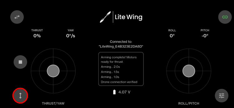 LiteWing App with Height Hold Button
