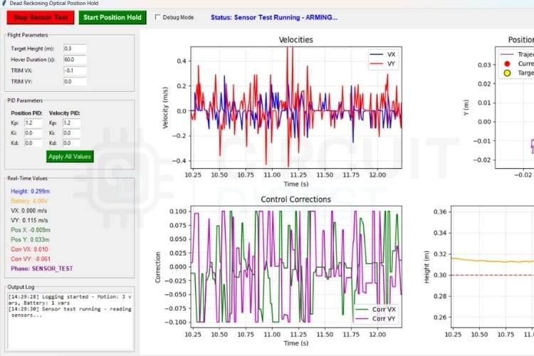 LiteWing Flight Positioning Module - GUI Sensor Test