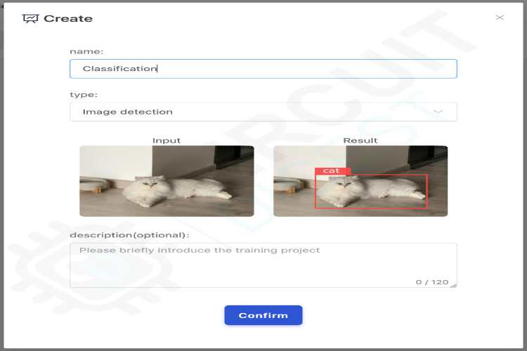 MaixHub Create Project Dialog