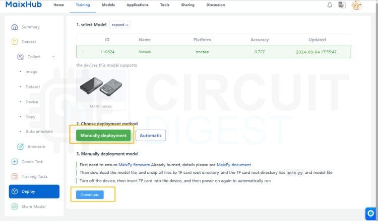 MaixHub Deployment Page