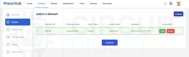 MaixHub Creating Dataset Screen