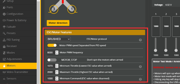 Motor Protocol Setup in Betaflight