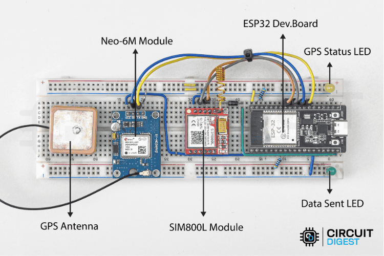 Parts Marking ESP32 GPS Tracker using SIM800L