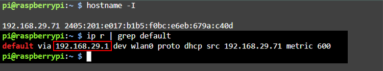Finding router gateway IP address for static IP configuration on Raspberry Pi