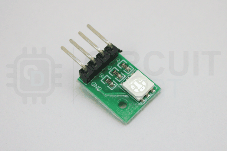 RGB LED module pinout with red, green, blue anodes and common cathode for ESP32-S3 Box-3 connection