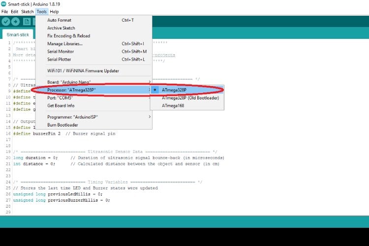 Selecting ATmega328P for Arduino Nano