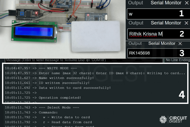 Writing employee data to RFID card using Arduino attendance system
