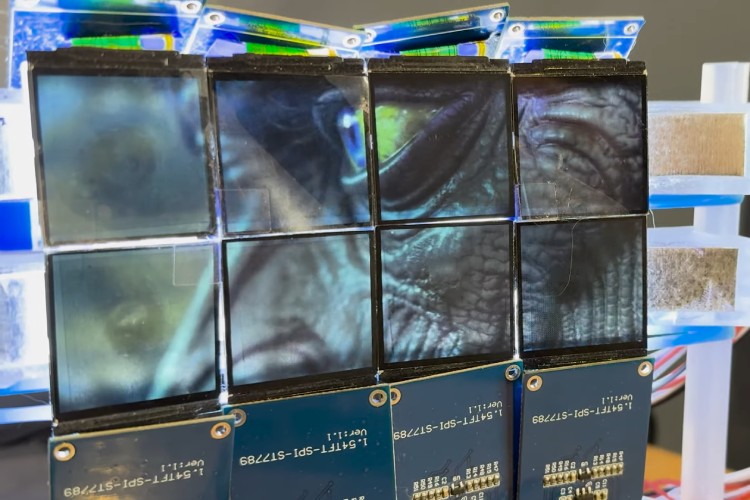 Curved display using multiple small screens and ESP32 microcontrollers