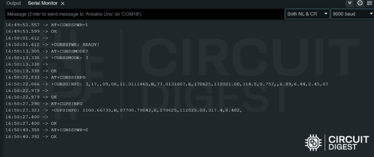 Testing GNSS AT Commands in A7672S Module