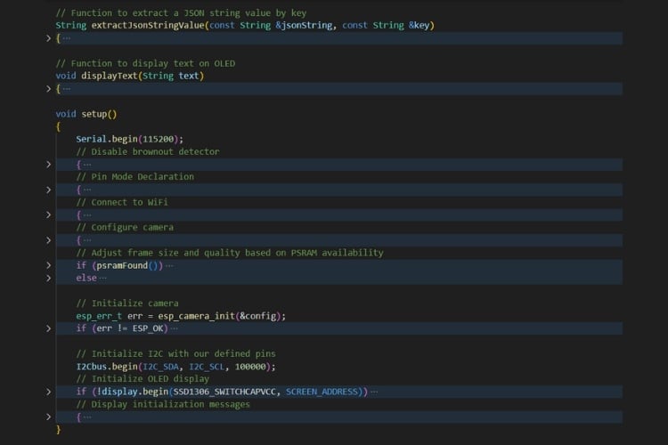 Initialization and Custom Functions Section of Main Code