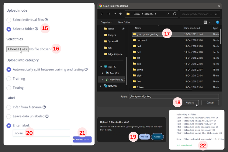 Labeling audio samples for ESP32 voice recognition module training with command categories