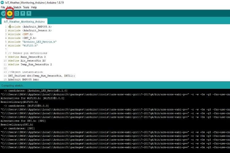 Uploading Code into Arduino IDE