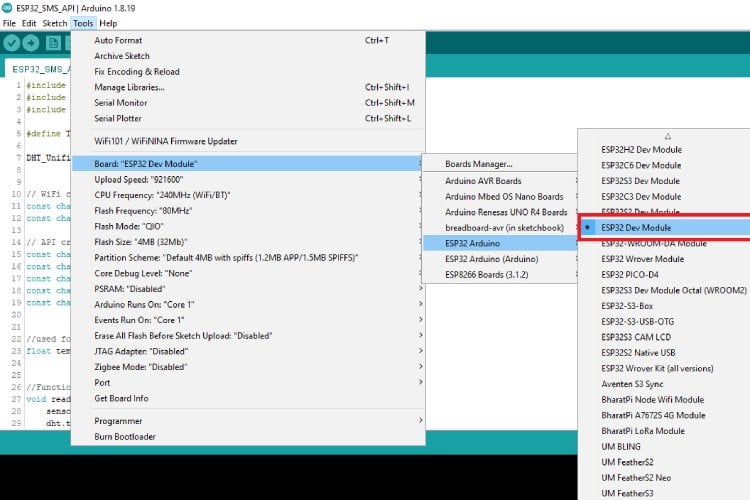 Uploading the Code into the ESP32 Flash Memory