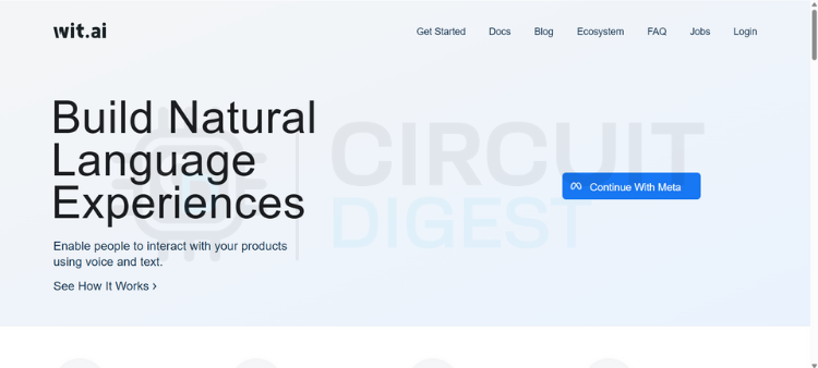 Wit.ai homepage showing the sign-in interface for ESP32 developers