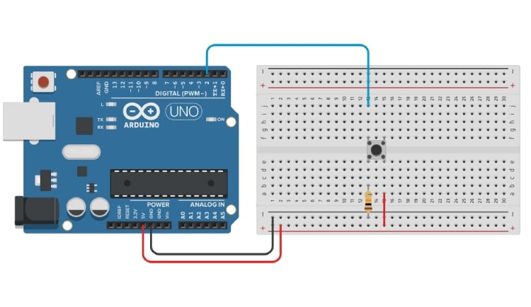 Arduino Python Digital Read Circuit Diagram - Button Control with PyFirmata