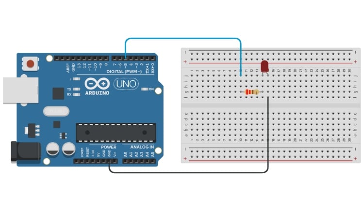 Arduino Python PWM LED Brightness Control Circuit using PyFirmata