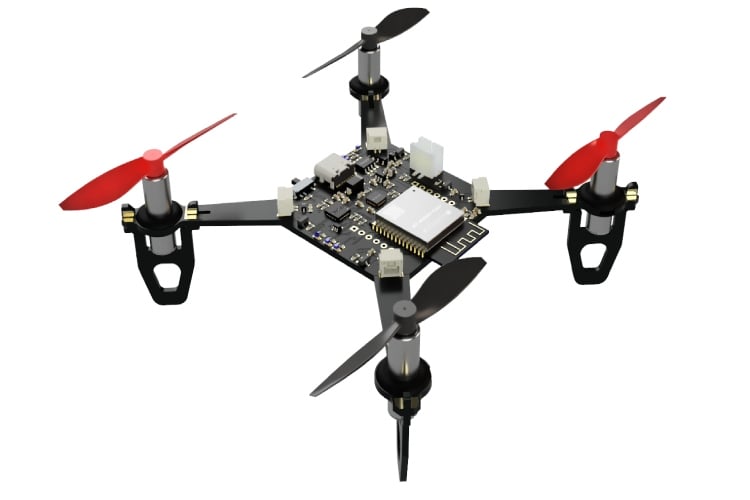 ESP32 drone fully assembled 3D model with motors and propellers