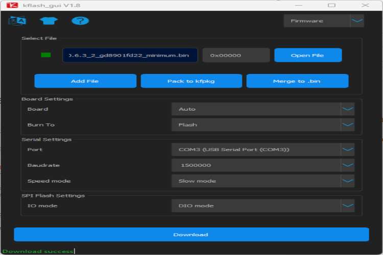 KFlash GUI Firmware Downloader Interface