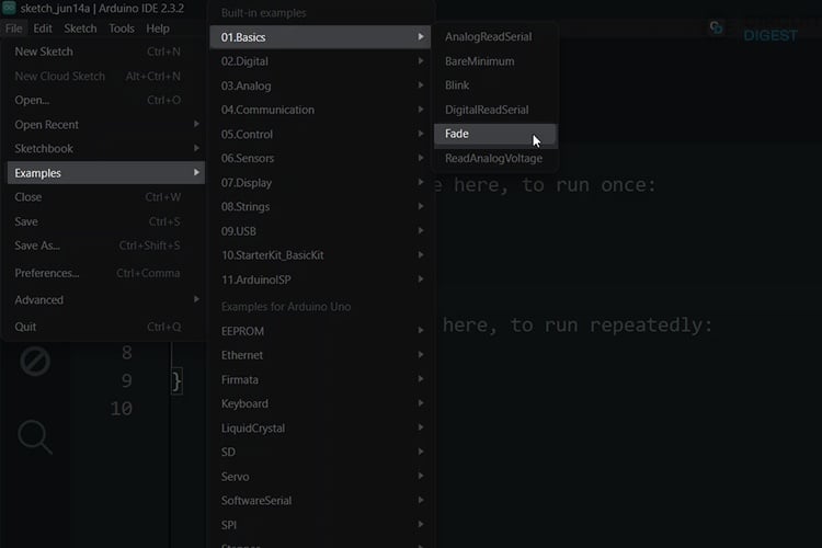 Location of Fading Example Program