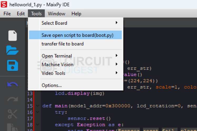 MaixPy IDE Saving Script to Flash Storage