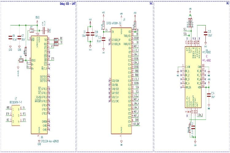 ESP32 drone programming circuit with CP2102 USB-UART controller
