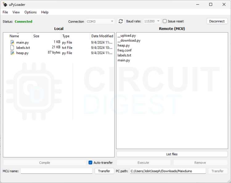uPyLoader Local and Remote File View