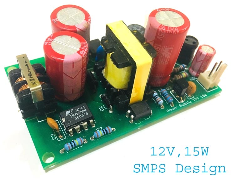12v 1A SMPS Power Supply Circuit Assembled PCB