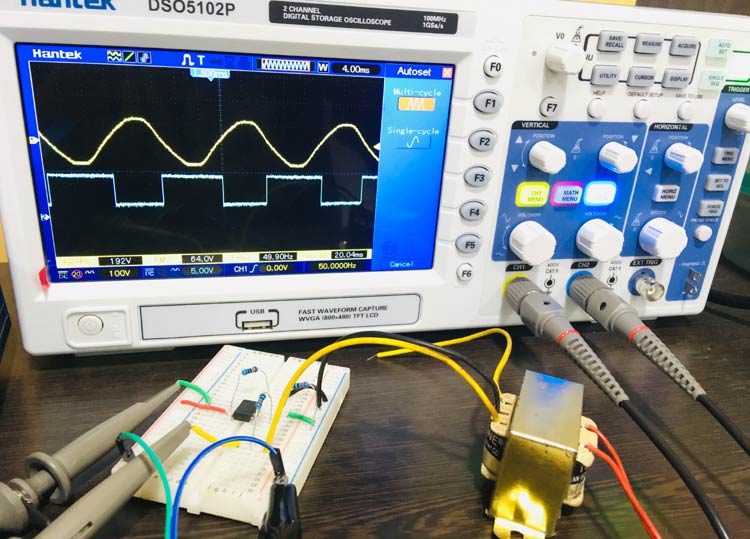 Zero-Crossing Detector Circuit using Op-Amp