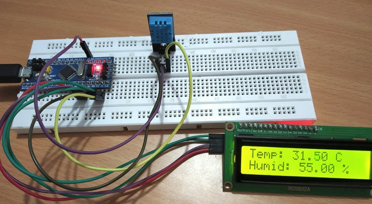 Interfacing DHT11 Temperature & Humidity Sensor with STM32F103C8