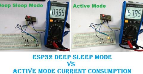 ESP32 Active Mode and Deep Sleep Mode Power Consumption Comparison